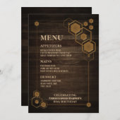 Rustisch hout met Geometrisch Lijst Birthday Menu (Voorkant / Achterkant)