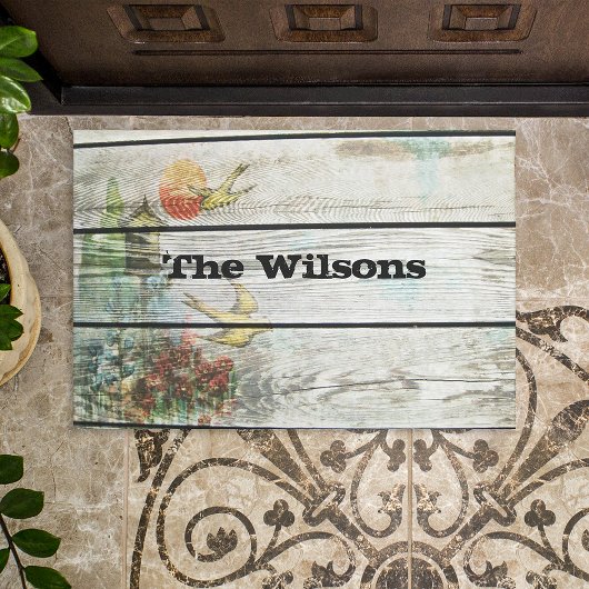 Rustisch hout met geverfde vogels deurmat