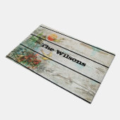 Rustisch hout met geverfde vogels deurmat (Schuin)