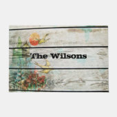 Rustisch hout met geverfde vogels deurmat (Voorkant)