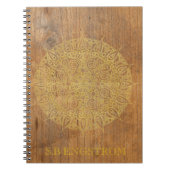 RUSTISCH HOUT MET GOLDEN MANDALA - NAAM NOTITIEBOEK (Voorkant)