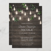 Rustisch hout met lichte bridale doucheuitnodiging kaart (Voorkant / Achterkant)