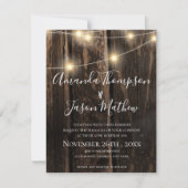 Rustisch hout met String Lights Vow Renewal Kaart (Voorkant)