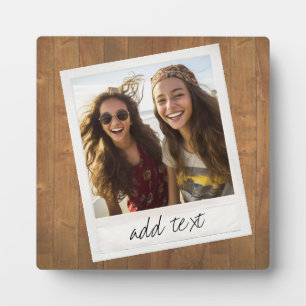 Rustisch hout met  vierkant fotolijst fotoplaat