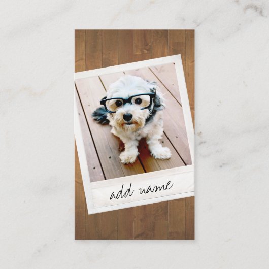 Rustisch hout met  vierkant fotolijst visitekaartje (Voorkant)