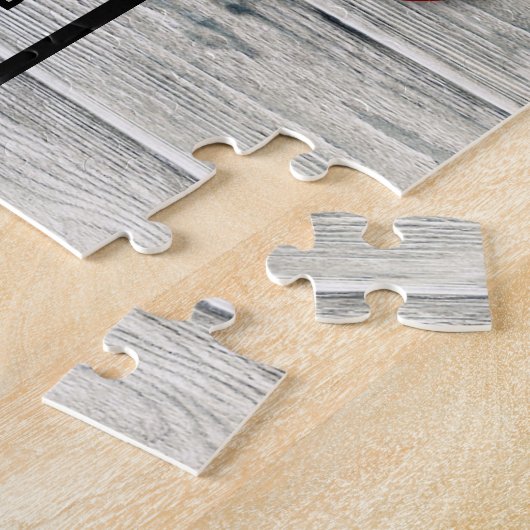 Rustisch hout Moderne Valentijnsdag LOVE Red Heart Legpuzzel (Zijkant)