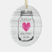 Rustisch hout  moerasjar verloving kerst keramisch ornament (Rechts)