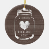 Rustisch hout moerasjar verloving kerst keramisch ornament (Voorkant)