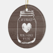 Rustisch hout  moerasjar verloving kerst keramisch ornament (Links)