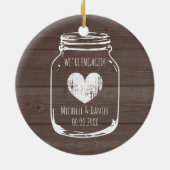 Rustisch hout  moerasjar verloving kerst keramisch ornament (Achterkant)