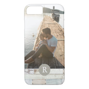 Rustisch hout + monogram Case-Mate iPhone case