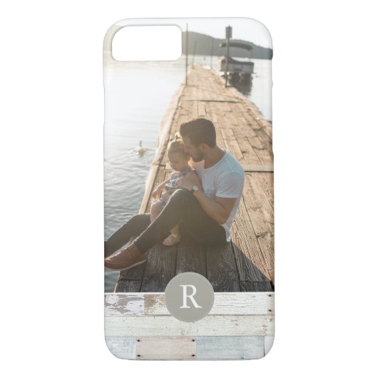Rustisch hout + monogram Case-Mate iPhone case (Achterkant)