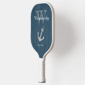 Rustisch hout Nautical Blue Anchor Monogram Pickleball Paddle (Links)