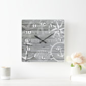 Rustisch hout  Nautical Theme Life is beter Vierkante Klok (Huis)