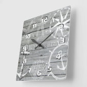 Rustisch hout  Nautical Theme Life is beter Vierkante Klok (Hoek)