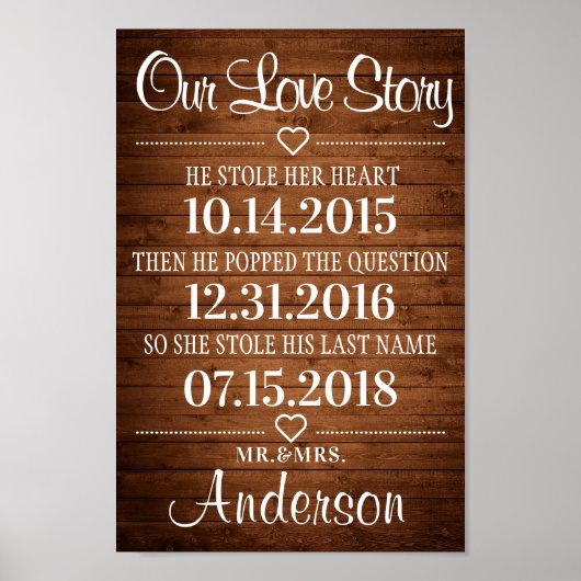 Rustisch hout Ons liefdesverhaal over het huwelijk Poster (Voorkant)