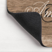 Rustisch hout Ontworpen monogrammatisch Muismat (Hoek)