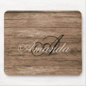 Rustisch hout Ontworpen monogrammatisch Muismat (Voorkant)
