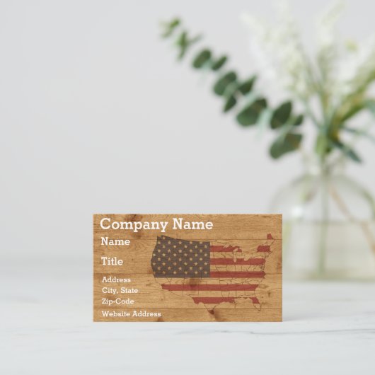 Rustisch hout over het gehele Amerikaanse Visiteka Visitekaartje (Staand voorkant)