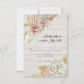 Rustisch hout Pampas Palm Roos Wreator Foliage RSV RSVP Kaartje (Voorkant)