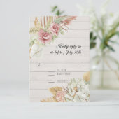 Rustisch hout Pampas Palm Roos Wreator Foliage RSV RSVP Kaartje (Staand voorkant)