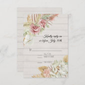 Rustisch hout Pampas Palm Roos Wreator Foliage RSV RSVP Kaartje (Voorkant / Achterkant)