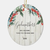 Rustisch hout Rood Floral Godmothers Kerstmis Keramisch Ornament (Links)