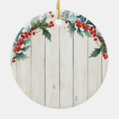 Rustisch hout Rood Floral Godmothers Kerstmis Keramisch Ornament (Achterkant)