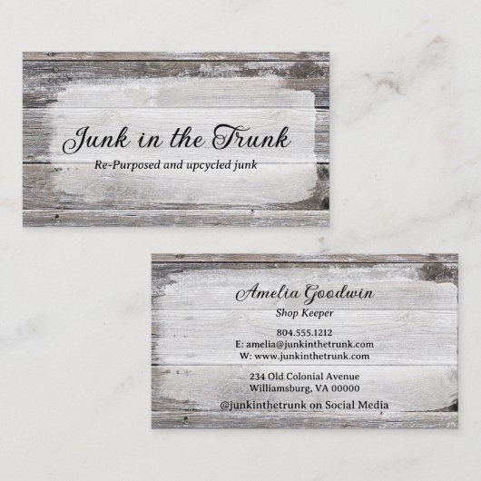 Rustisch hout Shabby  gekleurd hout Visitekaartje (Voorkant / Achterkant)