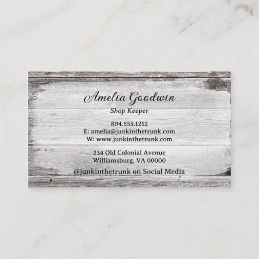 Rustisch hout Shabby  gekleurd hout Visitekaartje (Achterkant)