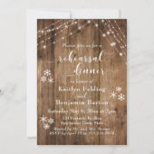 Rustisch hout, sneeuwvlokken en lichtrepetitie kaart (Voorkant)