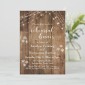 Rustisch hout, sneeuwvlokken en lichtrepetitie kaart (Staand voorkant)