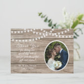 Rustisch hout, taarlampen bruiloft bedankt voor je kaart (Staand voorkant)