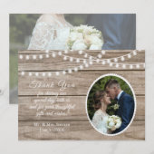 Rustisch hout, taarlampen bruiloft bedankt voor je kaart (Voorkant / Achterkant)