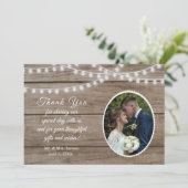 Rustisch hout, taarlampen bruiloft bedankt voor je kaart (Staand voorkant)