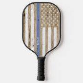 Rustisch hout Thin Blue Line Patriotic USA Flag Pickleball Paddle (Achterkant)