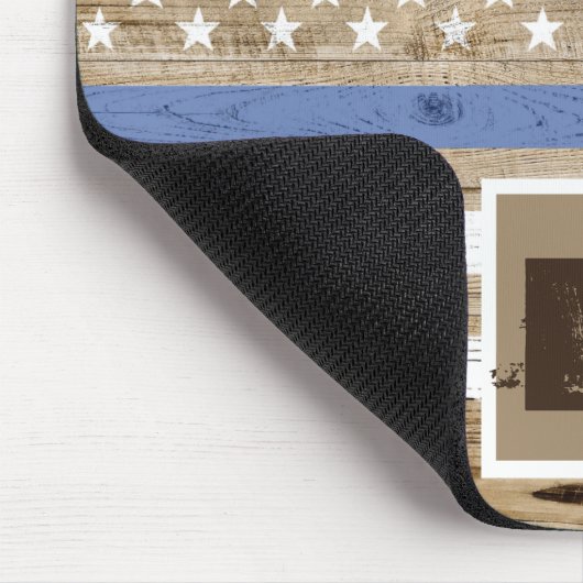 Rustisch hout Thin Blue Line USA Vlag Monogram Muismat (Hoek)