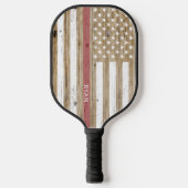 Rustisch hout Thin Red Line Patriotic USA Flag Pickleball Paddle (Voorkant)