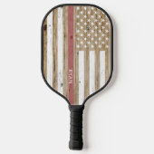 Rustisch hout Thin Red Line Patriotic USA Flag Pickleball Paddle (Achterkant)