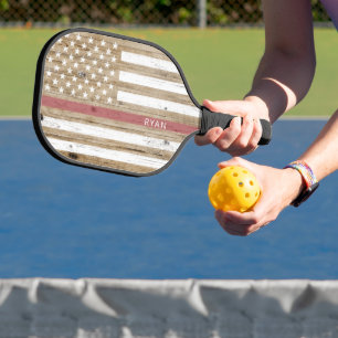 Rustisch hout Thin Red Line Patriotic USA Flag Pickleball Paddle