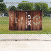 Rustisch hout Welkom bij ons huwelijksmonogram Spandoek (Insitu)
