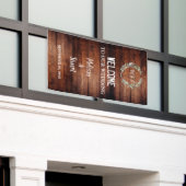 Rustisch hout Welkom bij ons huwelijksmonogram Spandoek (Buitenkant Gebouw)