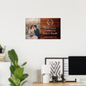 Rustisch hout welkom op onze trouwfoto poster (Thuiskantoor)