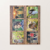 Rustisch houten familiekollage 6 foto's legpuzzel (Verticaal)