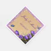 Rustisch houten Paars Floral Butterfly Wedding Pap Servet (Hoek)