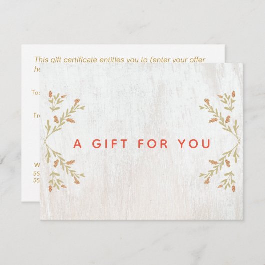 Rustisch houtscheldcertificaat feestdagenkaart (Voorkant / Achterkant)