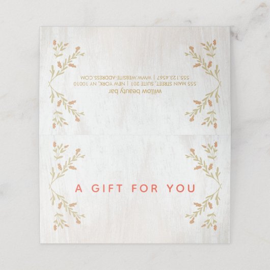 Rustisch houtscheldcertificaat plaatskaartje (Buitenkant ongevouwen)