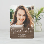 Rustisch houtsnop 4 foto's afstuderen aankondiging (Staand voorkant)