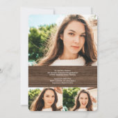 Rustisch houtsnop 4 foto's afstuderen aankondiging (Achterkant)