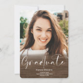 Rustisch houtsnop 4 foto's afstuderen aankondiging (Voorkant)